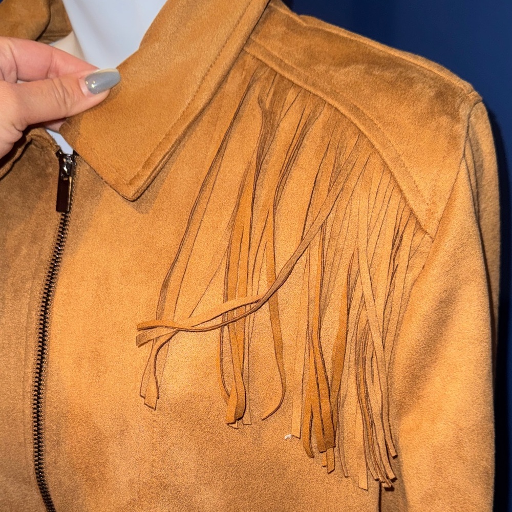 Sportelle-NWT Women's Cognac Fringe Jacket Size Large - Picture 10 of 17